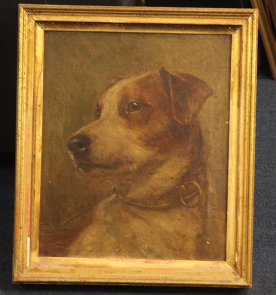 Richard S. Moseley (1843-1914) Portraits of wire-haired terriers - Railway Jack and Brandy 12 x 10in.